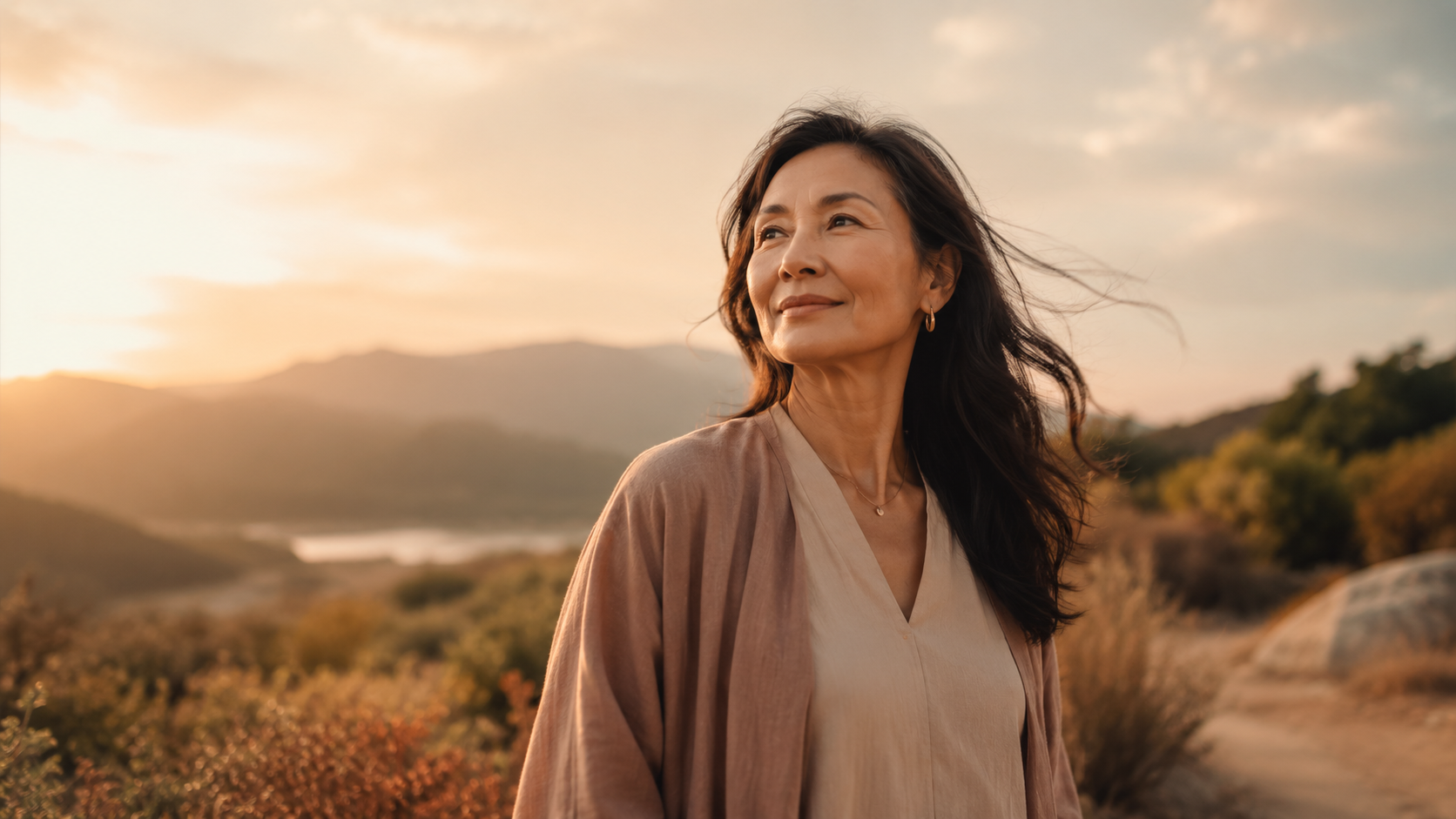 Natural setting - woman, warm, grounded